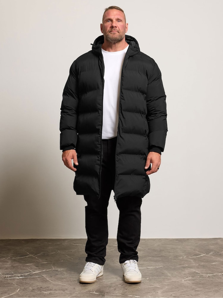 BadRhino Big & Tall Black Seamless Puffer Longline Jacket - Image 1 of 6 BadRhino Big & Tall Black Seamless Puffer Longline Jacket - Image 1 of 6
