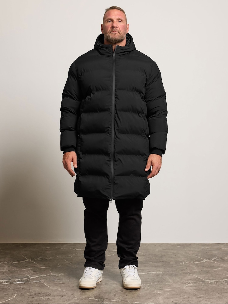 BadRhino Big & Tall Black Seamless Puffer Longline Jacket - Image 2 of 6 BadRhino Big & Tall Black Seamless Puffer Longline Jacket - Image 2 of 6