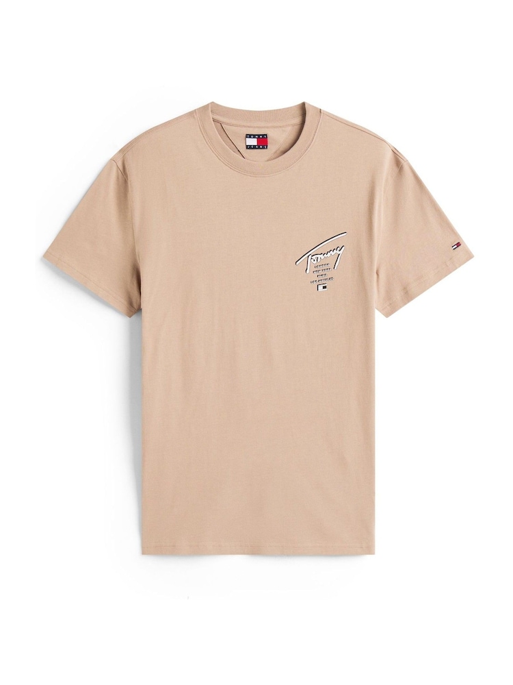 Tommy Jeans Brown Signature Back Logo Jersey T-Shirt - Image 5 of 5