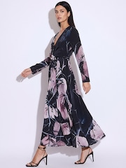 Religion Black Florence Wrap Maxi Dress With Full Skirt In Dark Floral - Image 2 of 5