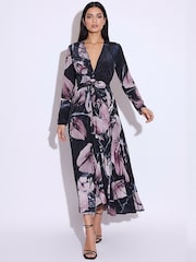 Religion Black Florence Wrap Maxi Dress With Full Skirt In Dark Floral - Image 3 of 5