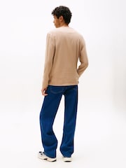 Tommy Jeans Brown Tonal Badge Long Sleeve T-Shirt - Image 2 of 5