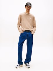 Tommy Jeans Brown Tonal Badge Long Sleeve T-Shirt - Image 3 of 5