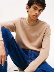 Tommy Jeans Brown Tonal Badge Long Sleeve T-Shirt - Image 4 of 5