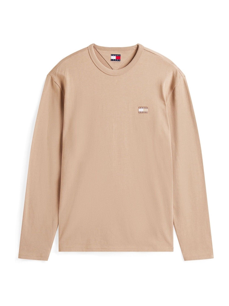 Tommy Jeans Brown Tonal Badge Long Sleeve T-Shirt - Image 5 of 5