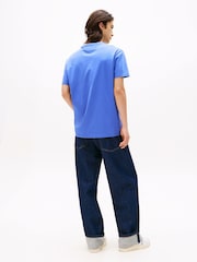 Tommy Jeans Blue Linear Logo Embroidery Crew Neck T-Shirt - Image 2 of 5