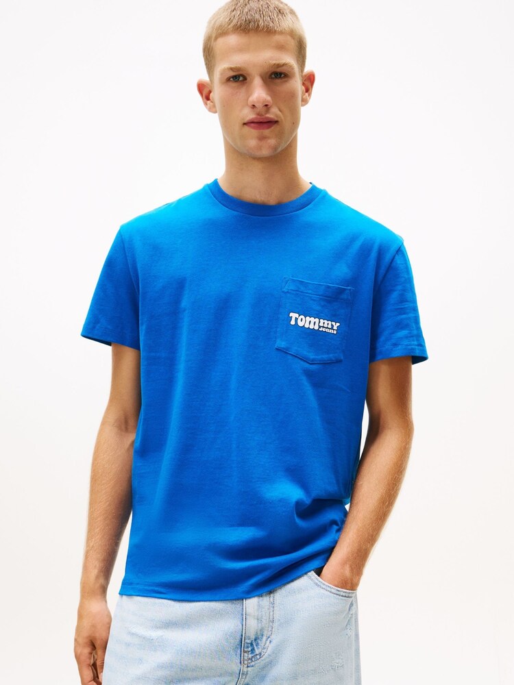 Tommy Jeans Blue Back Logo Slim Crew Neck T-Shirt - Image 1 of 5 Tommy Jeans Blue Back Logo Slim Crew Neck T-Shirt - Image 1 of 5