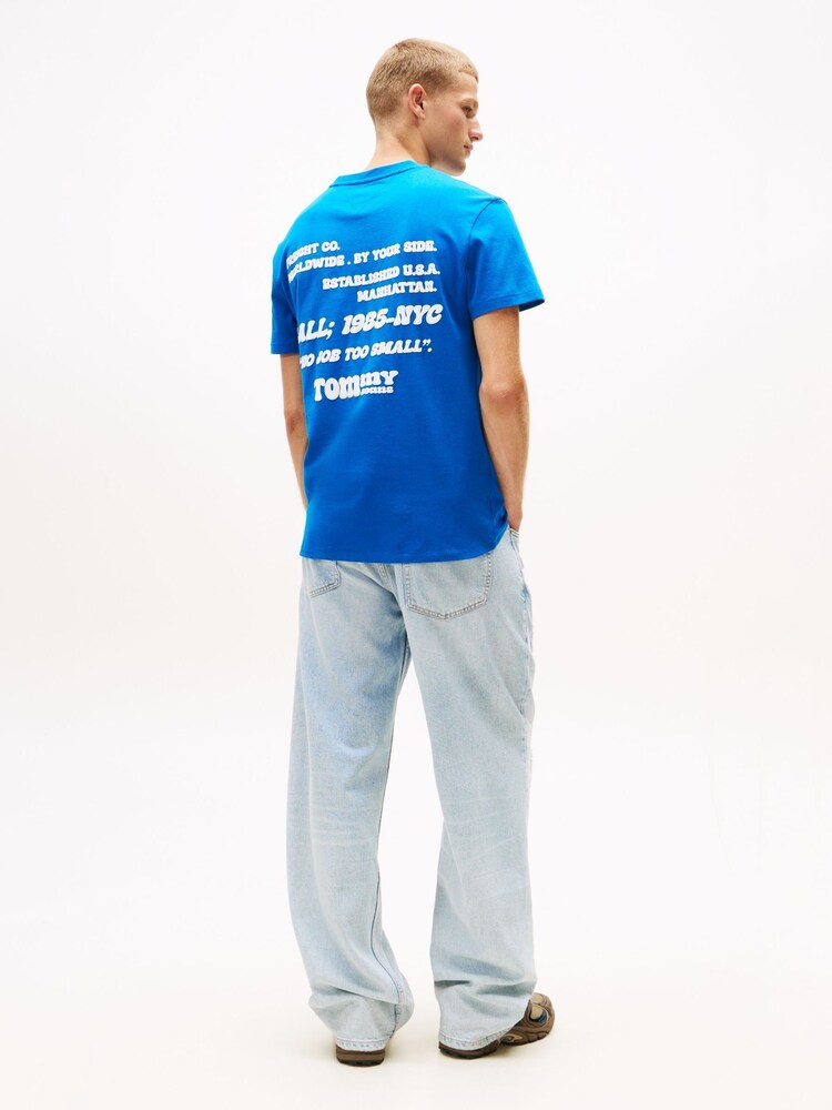 Tommy Jeans Blue Back Logo Slim Crew Neck T-Shirt - Image 2 of 5 Tommy Jeans Blue Back Logo Slim Crew Neck T-Shirt - Image 2 of 5
