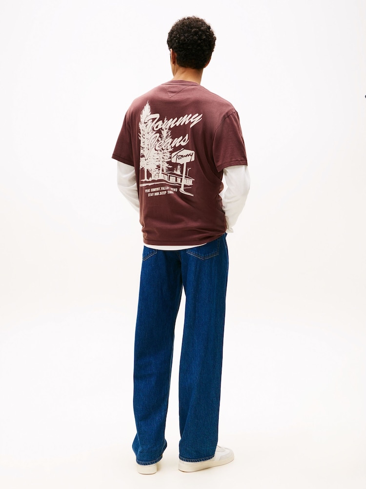 Tommy Jeans Brown Back Graphic Relaxed Crew Neck T-Shirt - Image 2 of 5 Tommy Jeans Brown Back Graphic Relaxed Crew Neck T-Shirt - Image 2 of 5