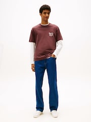 Tommy Jeans Brown Back Graphic Relaxed Crew Neck T-Shirt - Image 3 of 5
