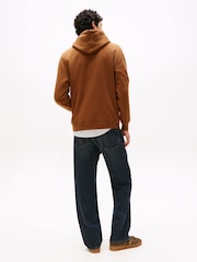 Tommy Jeans Brown Linear Logo Embroidery Kangaroo Pocket Hoodie - Image 2 of 5