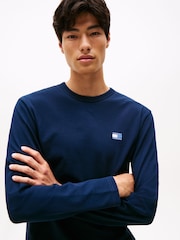 Tommy Jeans Blue Tonal Badge Long Sleeve T-Shirt - Image 4 of 5