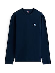 Tommy Jeans Blue Tonal Badge Long Sleeve T-Shirt - Image 5 of 5