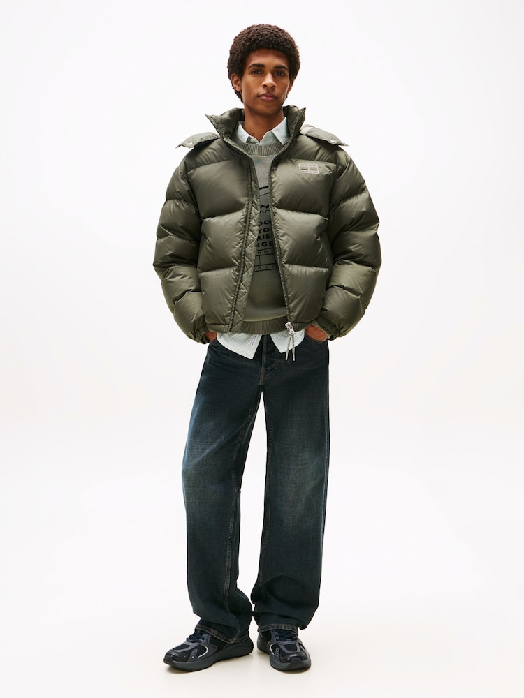 Tommy Jeans Green Water Repellent Ripstop Alaska Puffer Jacket - Image 2 of 5
