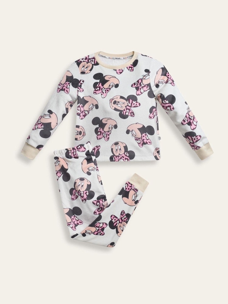 Brand Threads Natural Disney Minnie Mouse Fleece Pyjamas Set - Image 1 of 3 Brand Threads Natural Disney Minnie Mouse Fleece Pyjamas Set - Image 1 of 3
