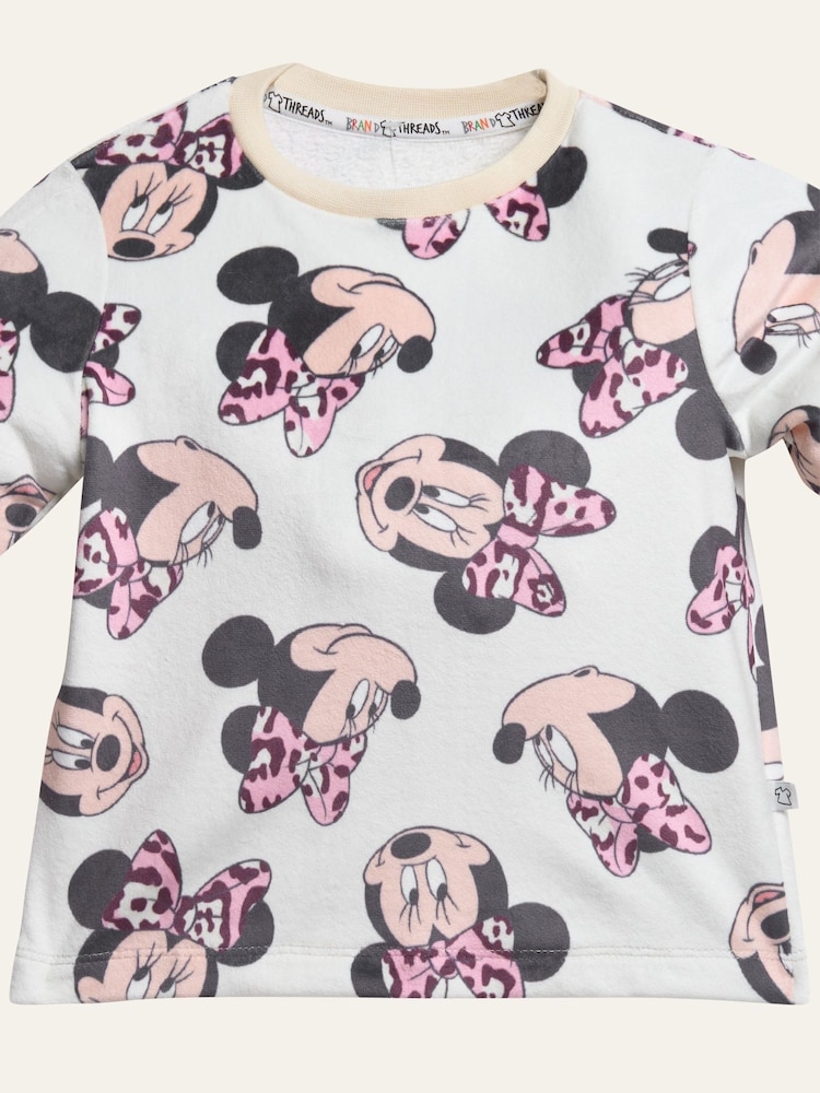 Brand Threads Natural Disney Minnie Mouse Fleece Pyjamas Set - Image 3 of 3 Brand Threads Natural Disney Minnie Mouse Fleece Pyjamas Set - Image 3 of 3