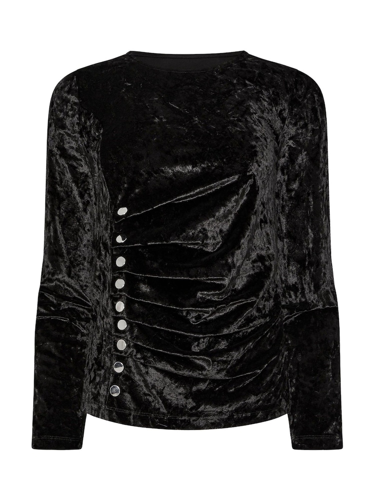 Star by Julien MacDonald Black Button Detail Velvet Top - Image 5 of 5