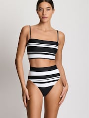 Lauren Ralph Lauren Bikini-Oberteil mit variierten Streifen, eckigem Ausschnitt und langem Schnitt - Bild 1 von 4