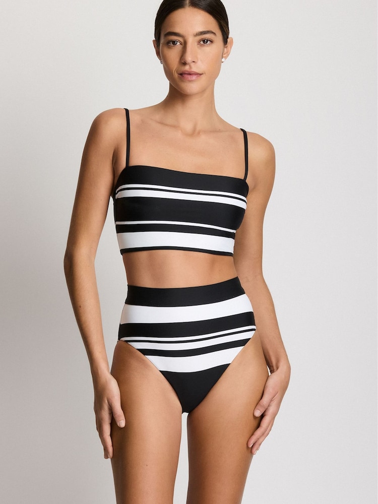 Lauren Ralph Lauren Bikini-Oberteil mit variierten Streifen, eckigem Ausschnitt und langem Schnitt - Bild 1 von 4