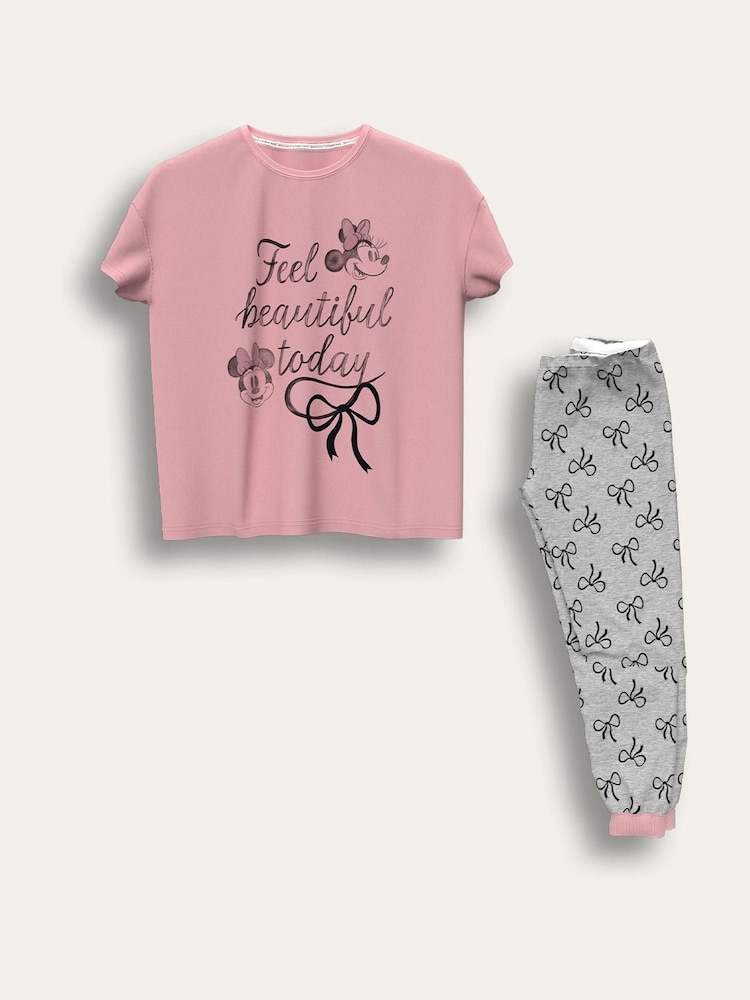 Brand Threads Pink Ladies Minnie Mouse Pyjamas Set - Image 1 of 2 Brand Threads Pink Ladies Minnie Mouse Pyjamas Set - Image 1 of 2