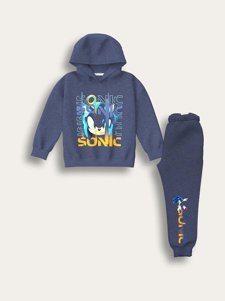 Brand Threads Blue Sonic The Hedgehog Joggers Set - Image 1 of 2 Brand Threads Blue Sonic The Hedgehog Joggers Set - Image 1 of 2