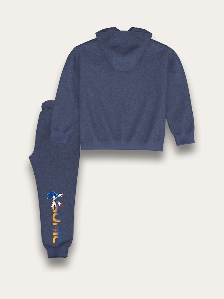 Brand Threads Blue Sonic The Hedgehog Joggers Set - Image 2 of 2 Brand Threads Blue Sonic The Hedgehog Joggers Set - Image 2 of 2