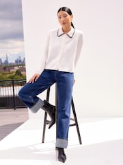 Ro&Zo White Ivory Contrast Stitch Cardigan - Image 2 of 5