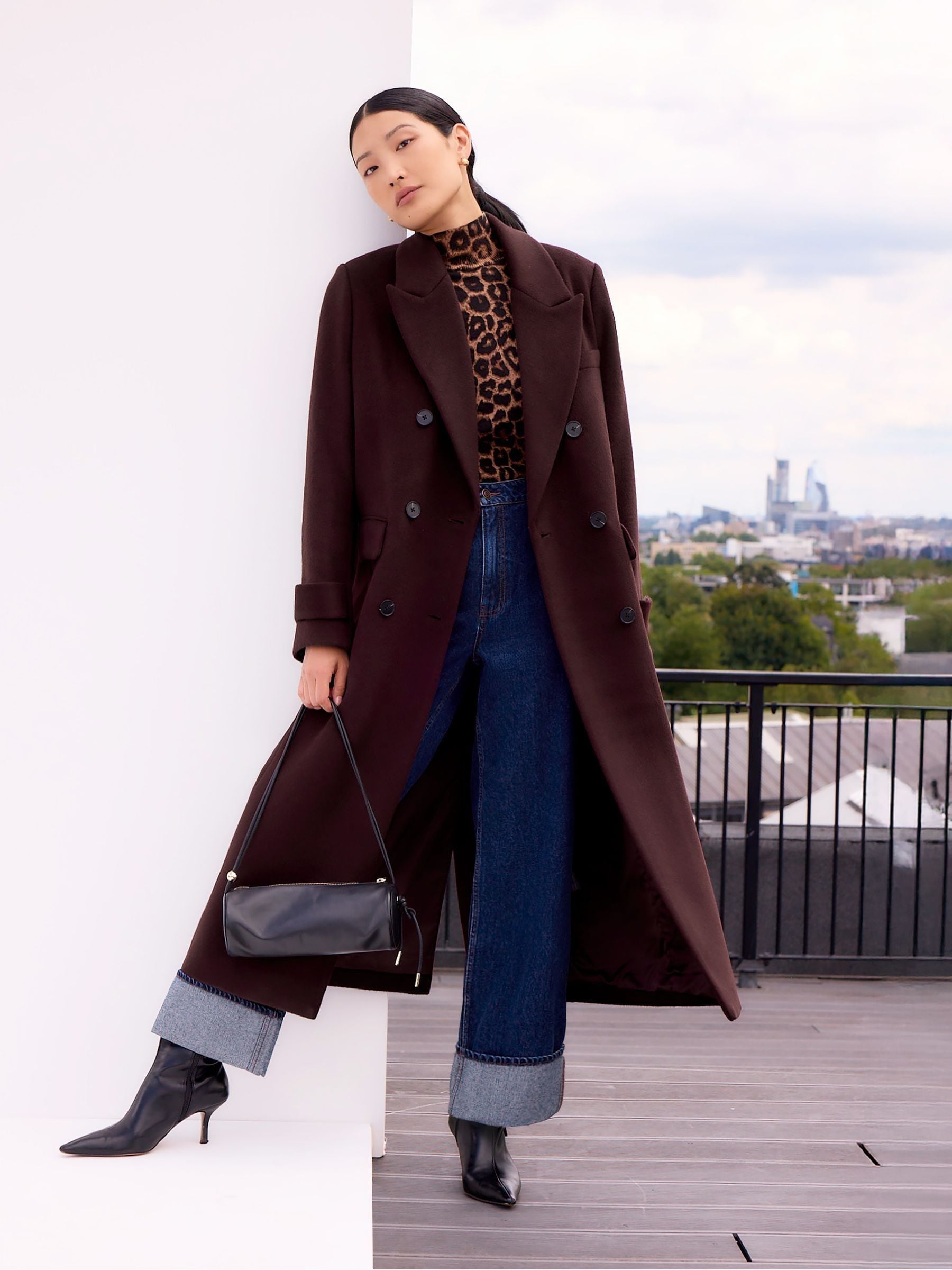 ブラウン ウール混紡 オーバーサイズコート