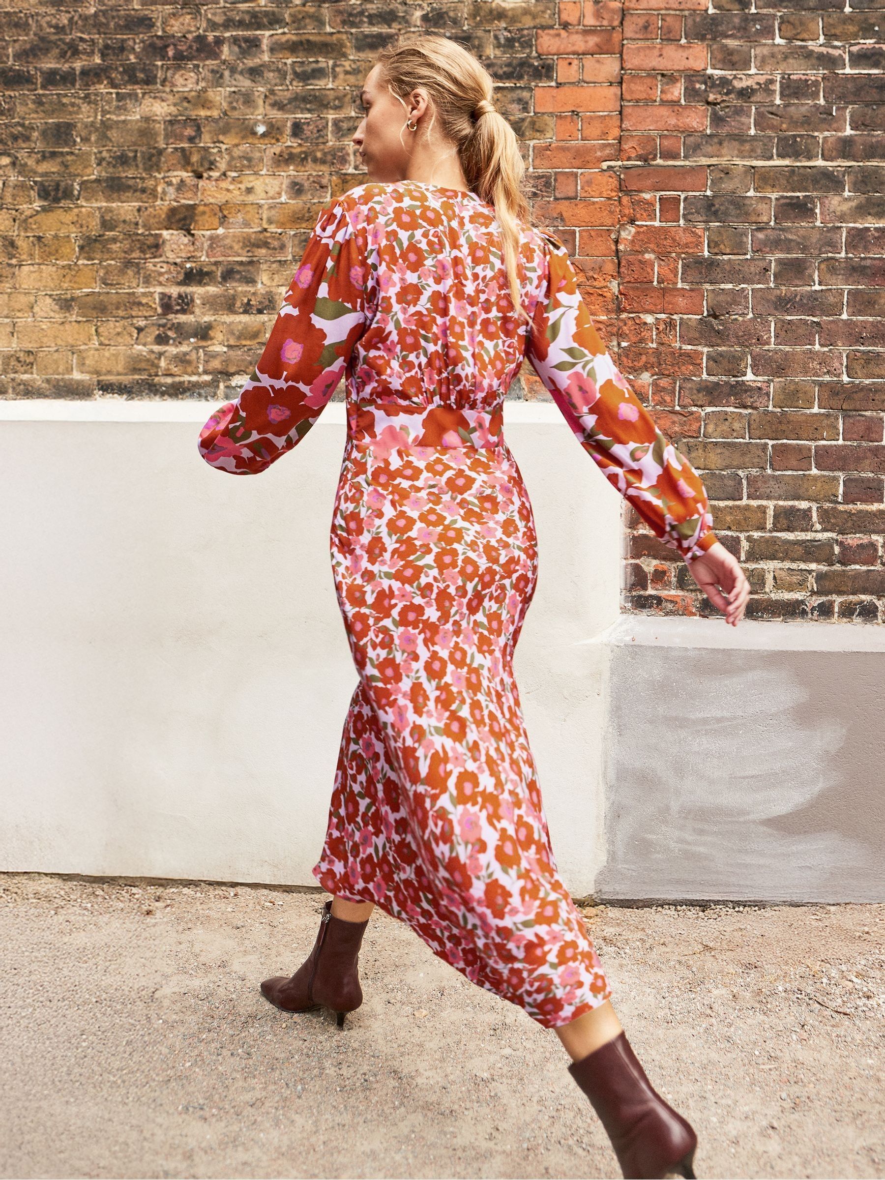 Buy Ro&Zo Pink Lilac and Coral Poppy Print Waist Detail Dress from