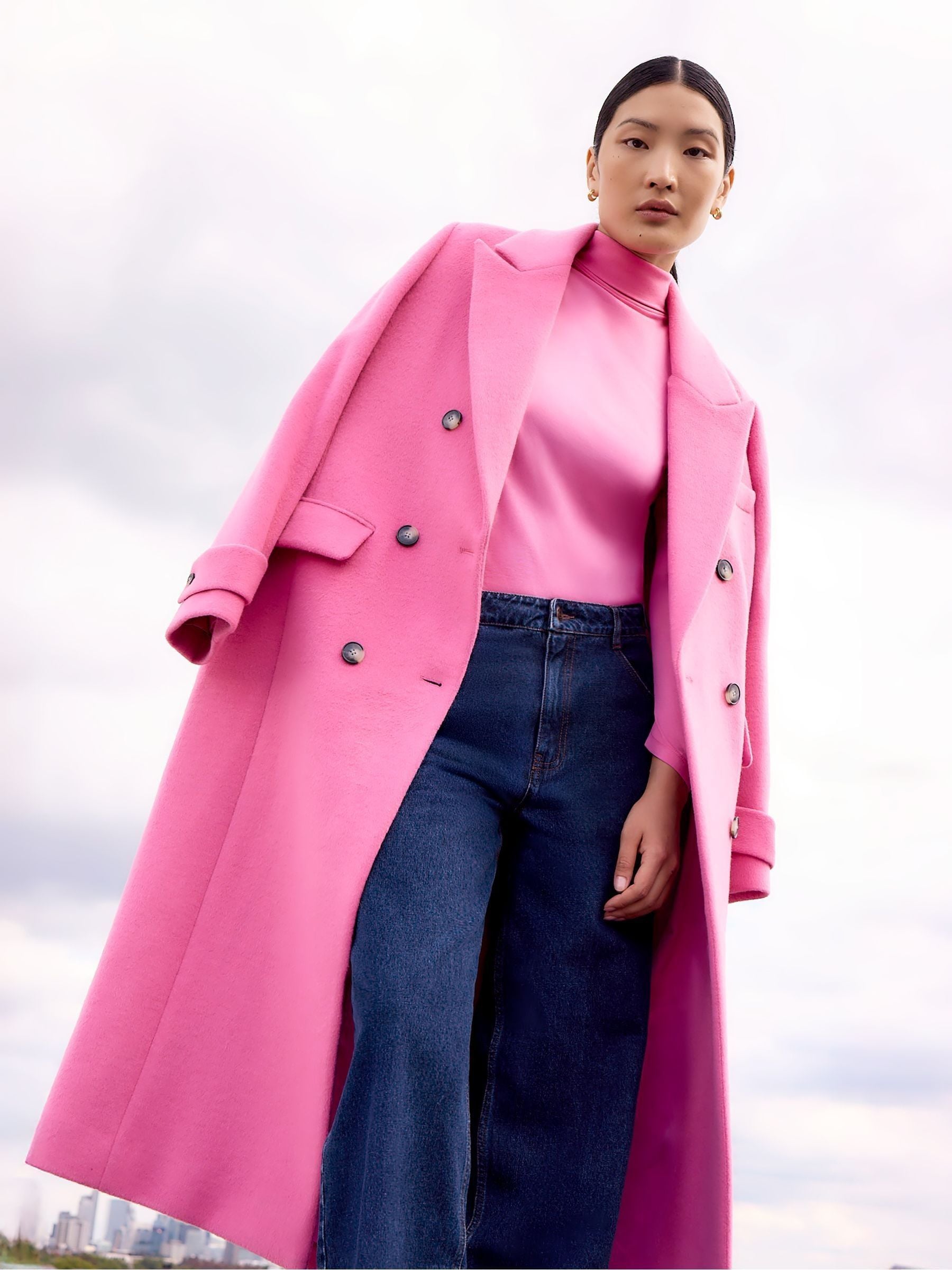 Buy Ro&Zo Pink Wool Blend Oversized Coat from Next USA