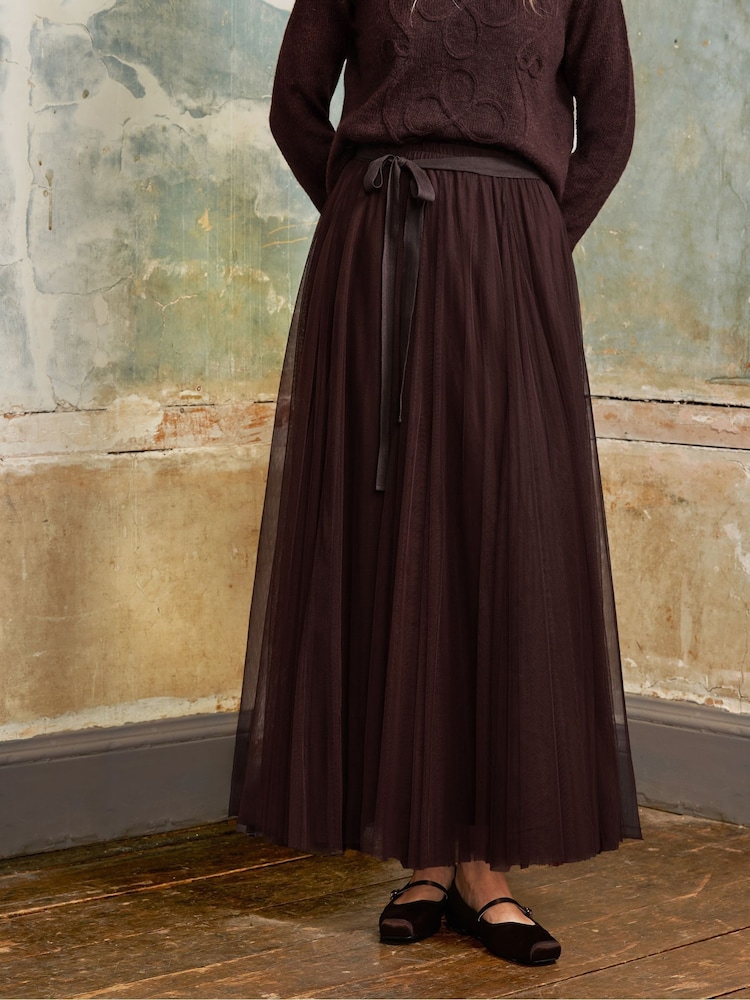 Ro&Zo Brown Tulle Godet Skirt - Image 2 of 3