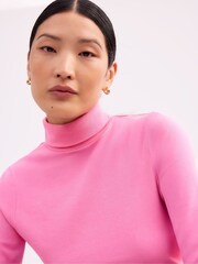 Ro&Zo Pink Cotton Blend Roll Neck Top - Image 2 of 3