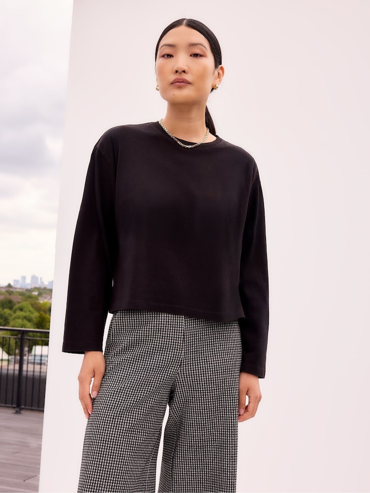 Ro&Zo Black Ultimate Pure Cotton Long Sleeve T-Shirt - Image 2 of 3