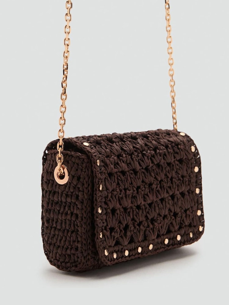 Mango Brown Raffia Cross-Body Bag - Image 1 of 4
