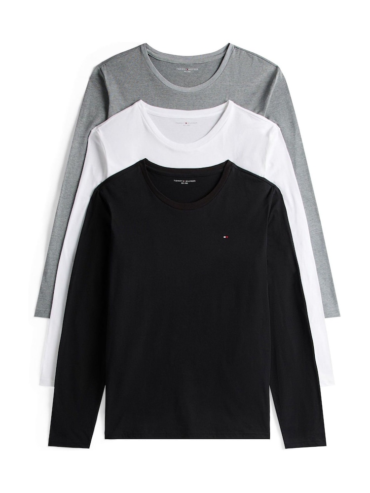 Tommy Hilfiger White Signature Long Sleeve Lounge T-Shirts 3-Pack - Image 1 of 7 Tommy Hilfiger White Signature Long Sleeve Lounge T-Shirts 3-Pack - Image 1 of 7