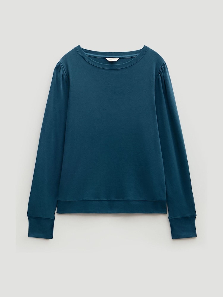 Hush Green Emily Puff Sleeve Jersey Top - Image 1 of 5 Hush Green Emily Puff Sleeve Jersey Top - Image 1 of 5