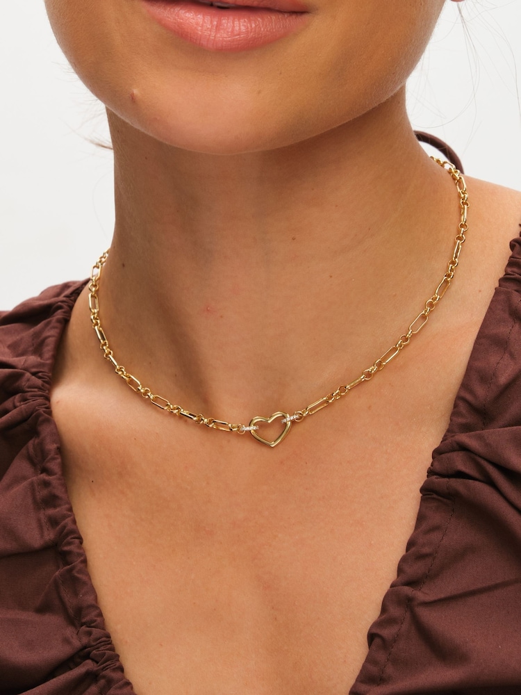 Inicio Gold Tone Pave Heart Chain Necklace - Image 2 of 4