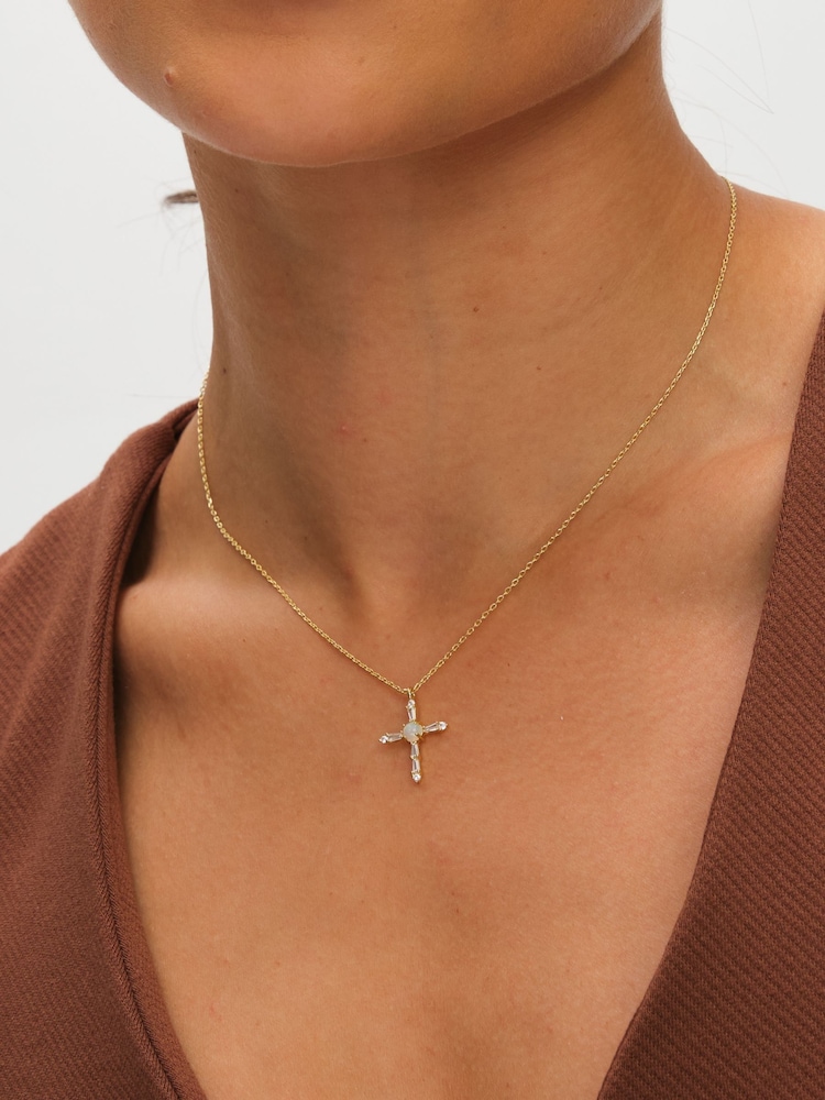 Inicio Cubic Zirconia and Opal Cross Set Gift Box - صورة 4 من 4