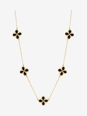 Inicio Gold Tone Jet Enamel Clover Necklace - Image 1 of 4