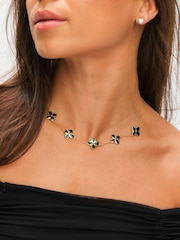Inicio Gold Tone Jet Enamel Clover Necklace - Image 3 of 4
