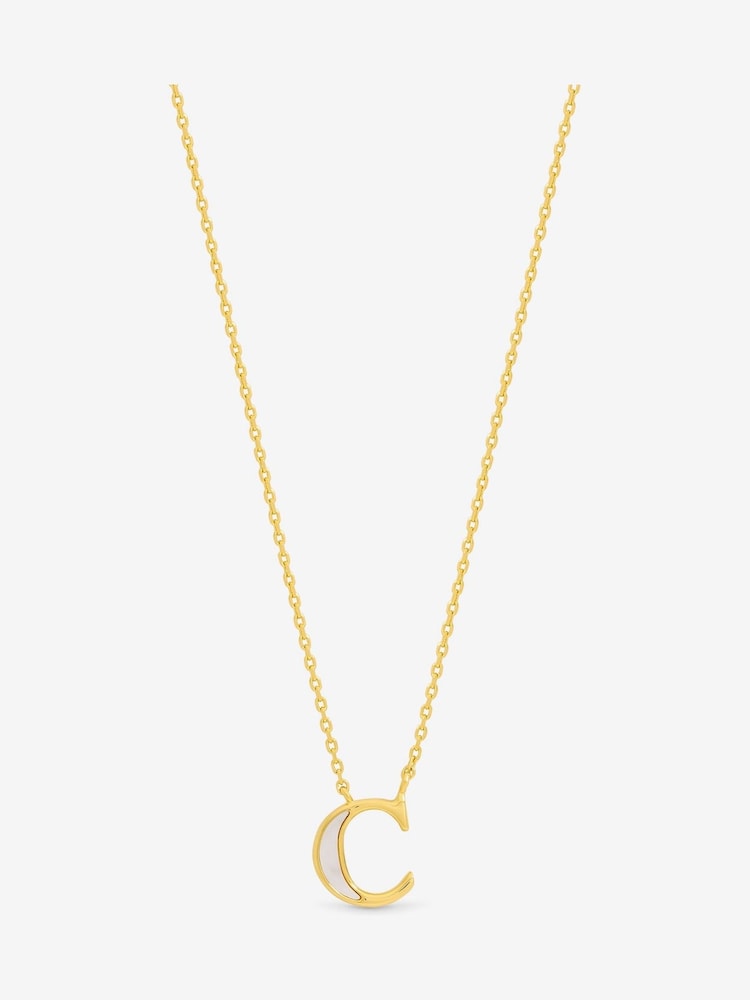 Inicio Gold Tone Mother of Pearl C Initial Pendant - Image 1 of 2 Inicio Gold Tone Mother of Pearl C Initial Pendant - Image 1 of 2