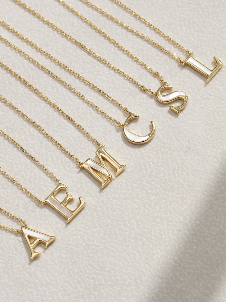 Inicio Gold Tone Mother of Pearl C Initial Pendant - Image 2 of 2 Inicio Gold Tone Mother of Pearl C Initial Pendant - Image 2 of 2