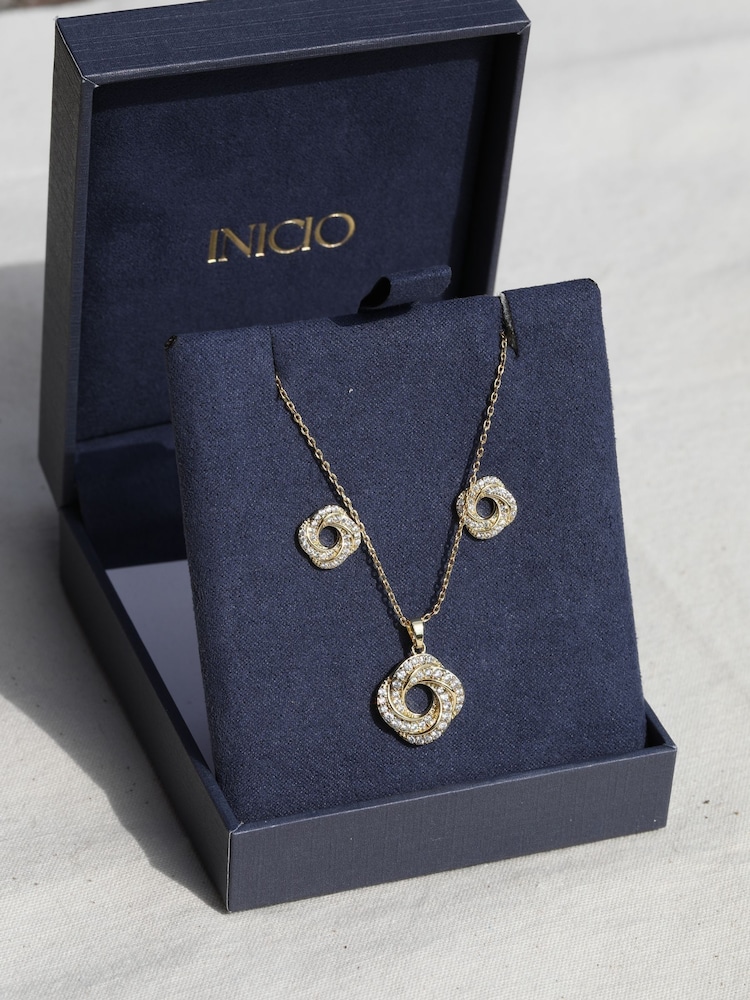 Inicio Gold Cubic Zirconia Open Knot Set Gift Box - Image 1 of 4