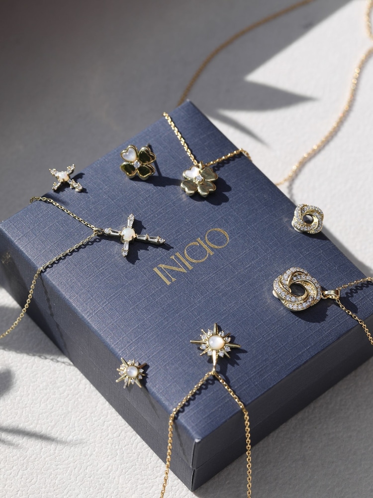 Inicio Gold Cubic Zirconia Open Knot Set Gift Box - Image 2 of 4