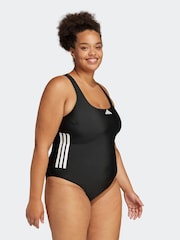 adidas Black 3-Stripes C-Back Swimsuit (Plus Size) - Image 2 of 6