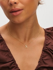 Inicio Gold Plated Mother of Pearl S Initial Pendant - Image 1 of 4