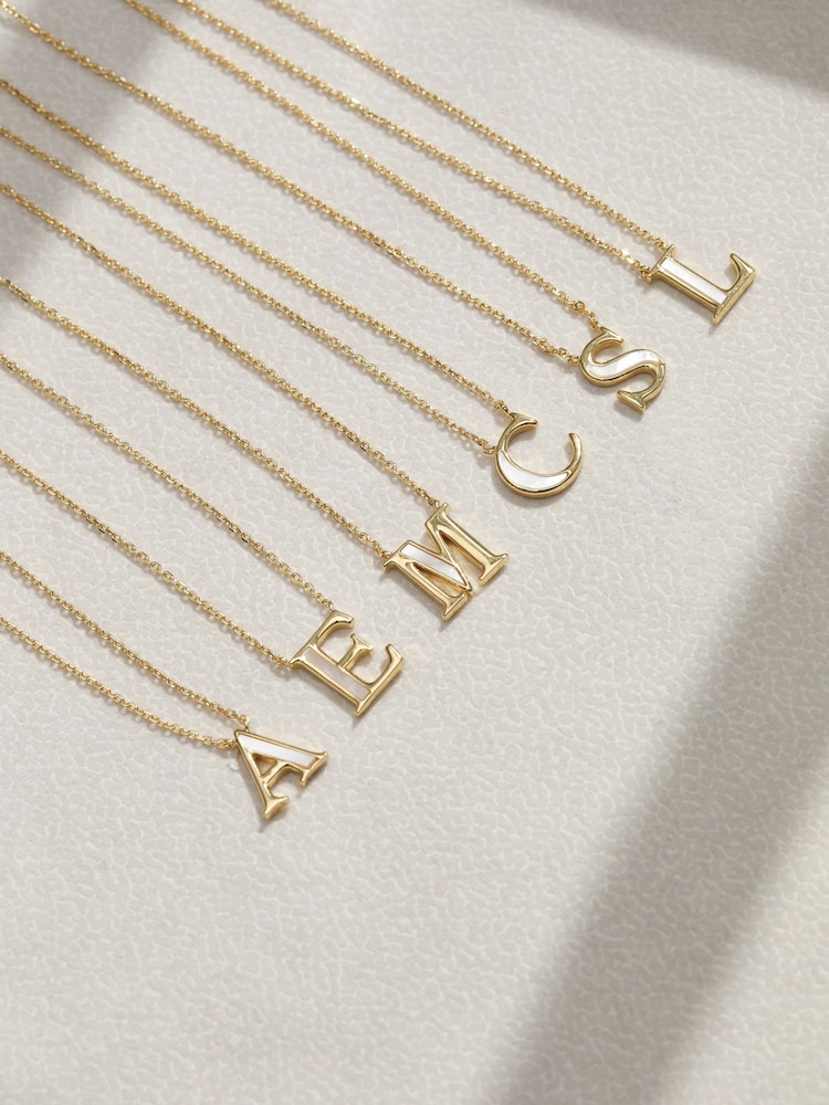 Inicio Gold Plated Mother of Pearl S Initial Pendant - Image 4 of 4 Inicio Gold Plated Mother of Pearl S Initial Pendant - Image 4 of 4