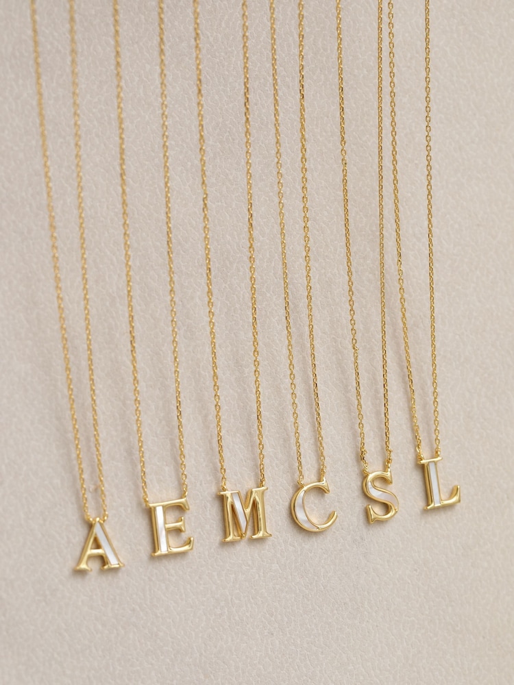 Inicio Gold Plated Mother of Pearl A Initial Pendant - Image 4 of 4 Inicio Gold Plated Mother of Pearl A Initial Pendant - Image 4 of 4