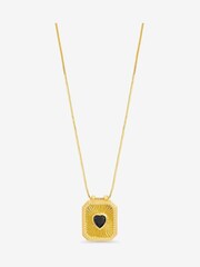 Inicio Gold Plated 14K Jet and Heart Charm Necklace - Image 1 of 4