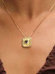 Inicio Gold Plated 14K Jet and Heart Charm Necklace - Image 3 of 4